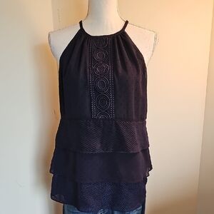 White House Black Market Navy Layered Tank Top